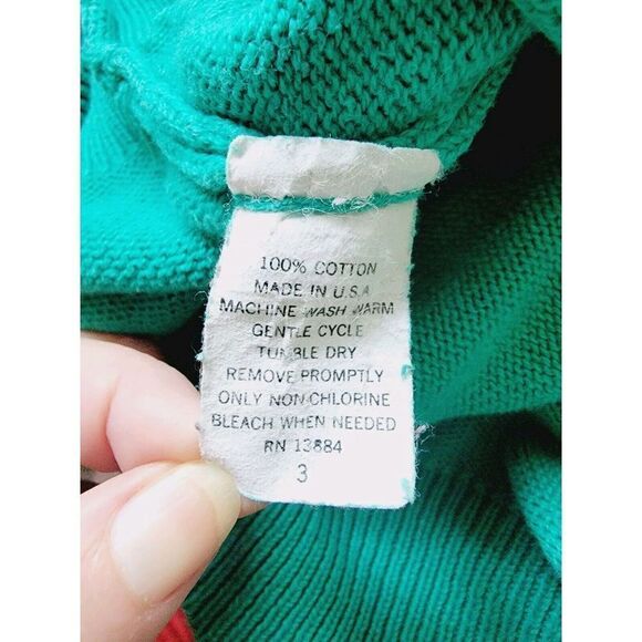 Pickering Men's Sweater Vintage 80's Lodge @ Koele Hawaii Green L/S V-Neck - Picture 4 of 6